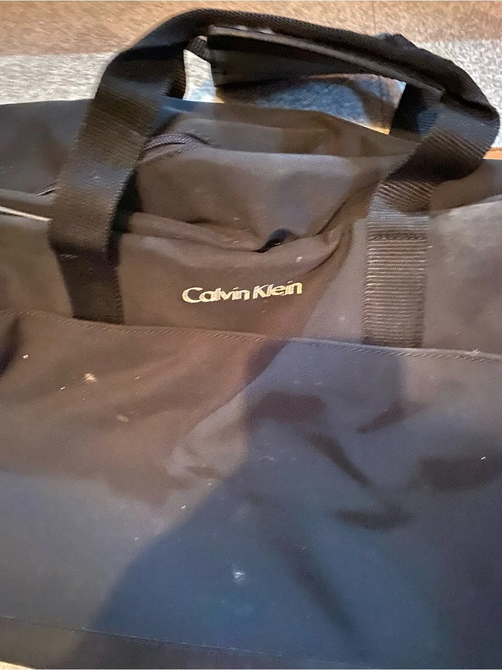 Calvin Klein Black Canvas Duffel Bag with Shoulder Strap